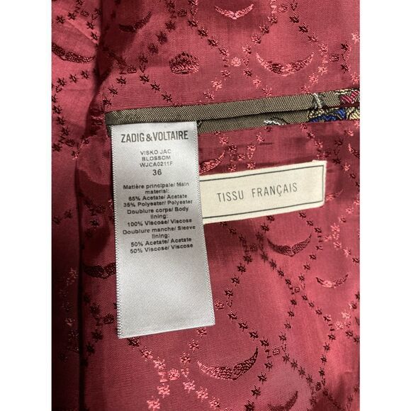 Zadig & Voltaire Visko Jac Blossom Jacket Double Breasted Jacket NWOT - Picture 8 of 9